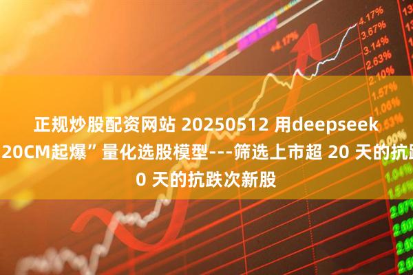 正规炒股配资网站 20250512 用deepseek构建：“20CM起爆”量化选股模型---筛选上市超 20 天的抗跌次新股